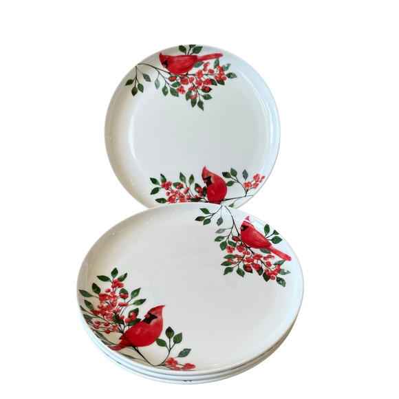 MIKASA Cardinal Leaves Porcelain Salad Plates 9in Set of 4 NEW - Picture 2 of 15